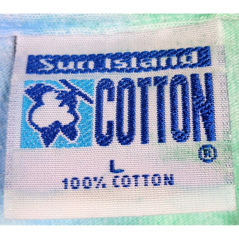 Vintage Sun Island Tie Dye T Shirt Mens L Cotton Spiral Jamaica Y2K - Picture 2 of 8